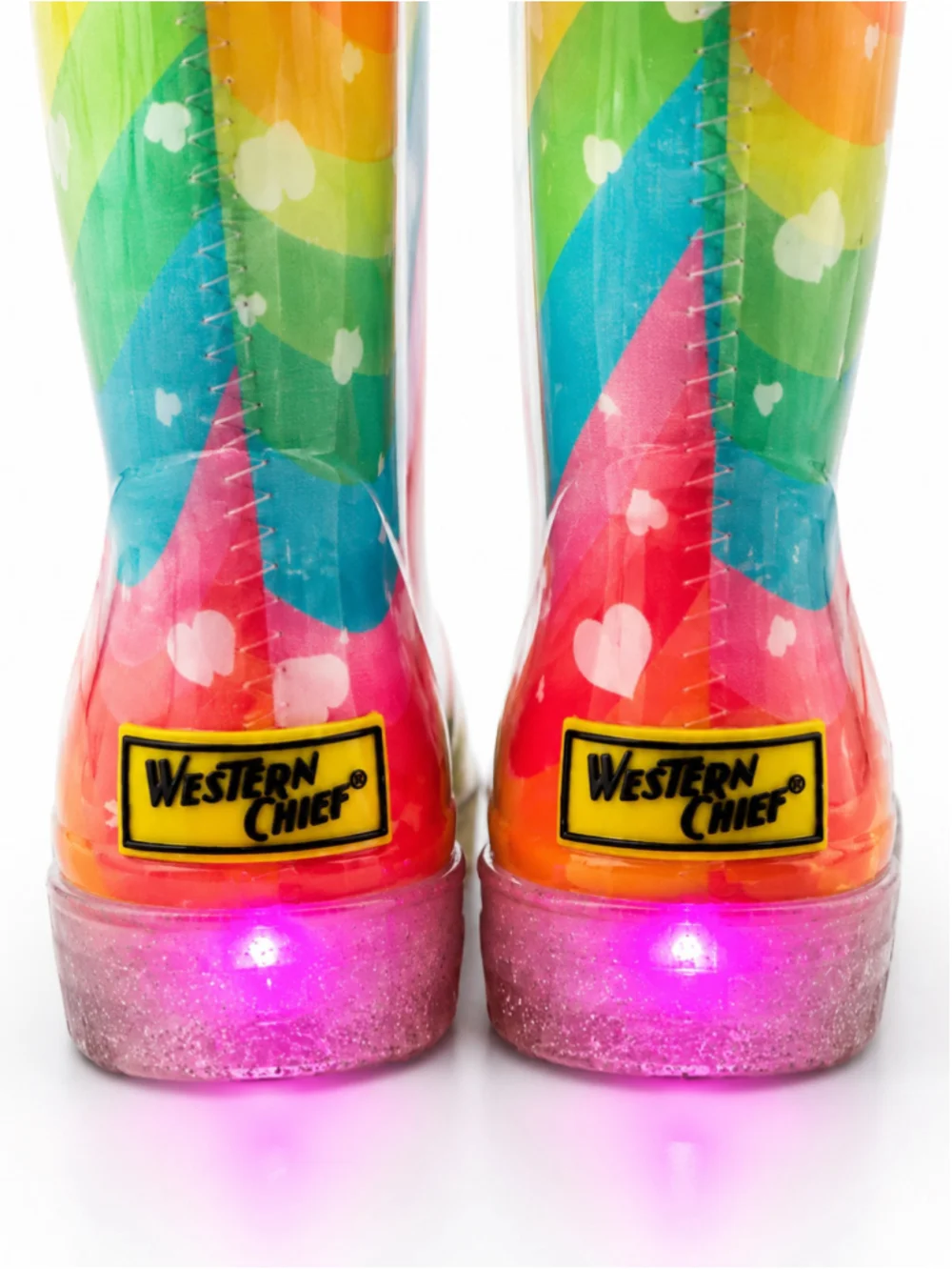 Western Chief Rainbow Heart Waves Light-Up Rain Boots Toddler Girls Size 10
